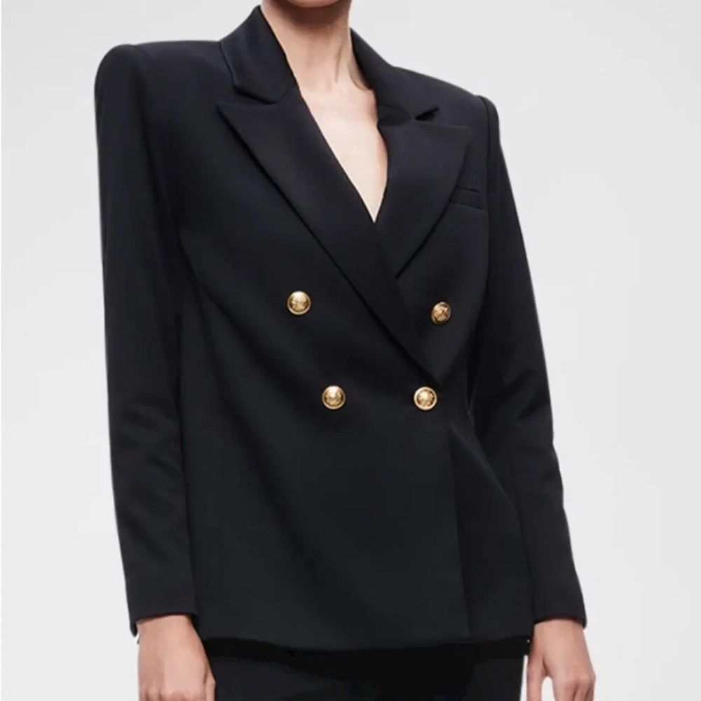Alice + Olivia Black Blazer with Gold Buttons - Picture 4 of 8
